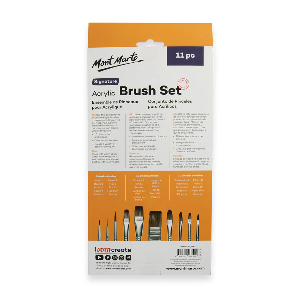 Clear Handle Acrylic Paint Brush Set Signature 11pc - Image 4