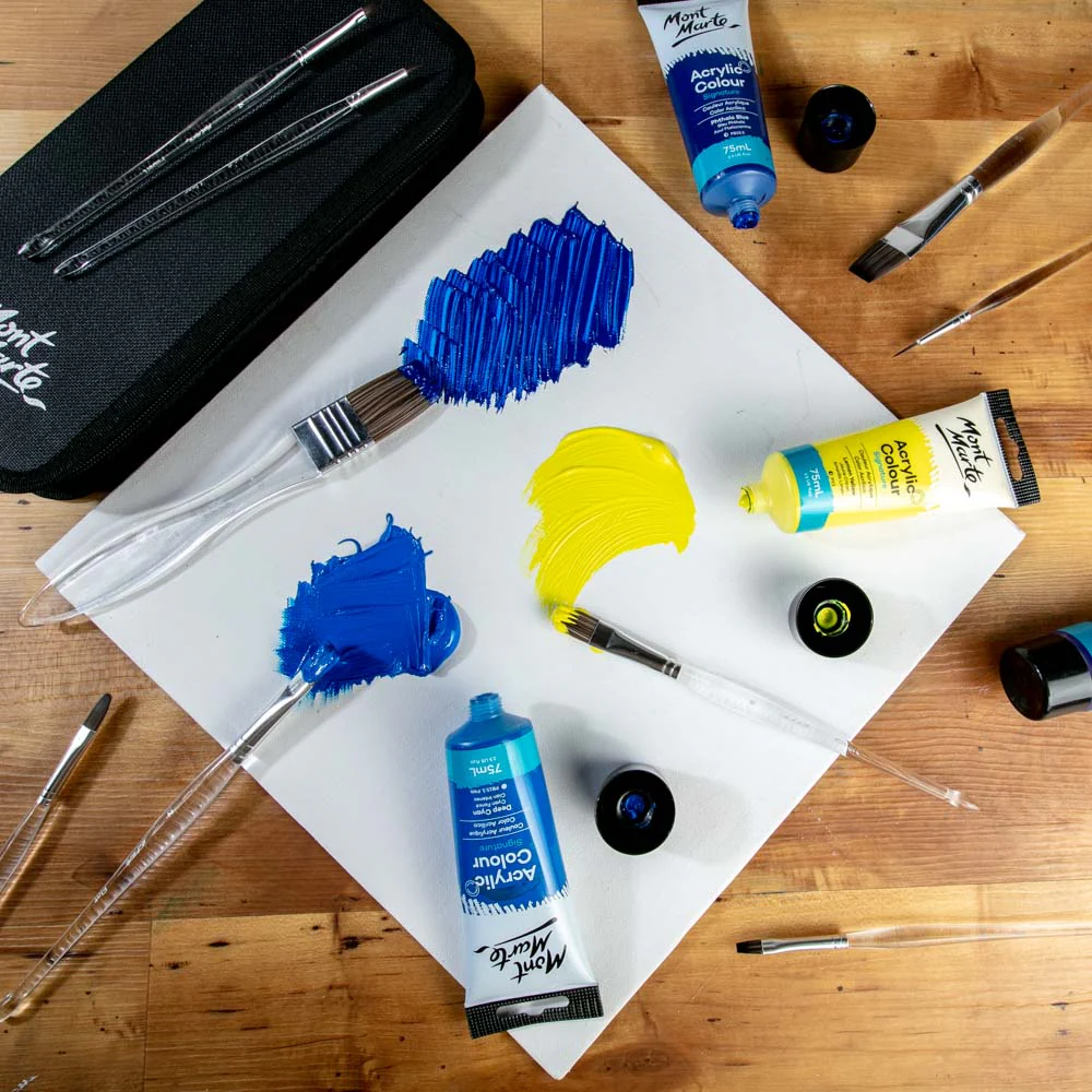 Clear Handle Acrylic Paint Brush Set Signature 11pc - Image 5