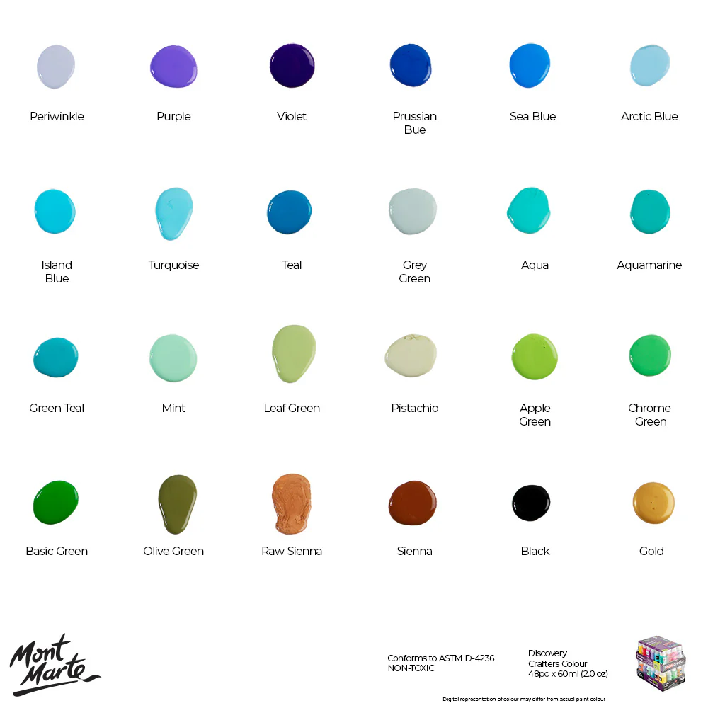 Crafters Colour Discovery Paint Set 48pc x 60ml - Image 9