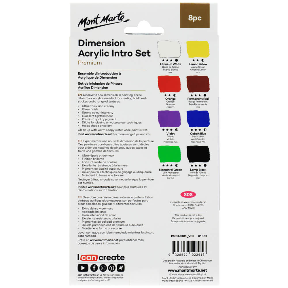 Dimension Acrylic Paint Intro Set Premium 8pc x 18ml - Image 6