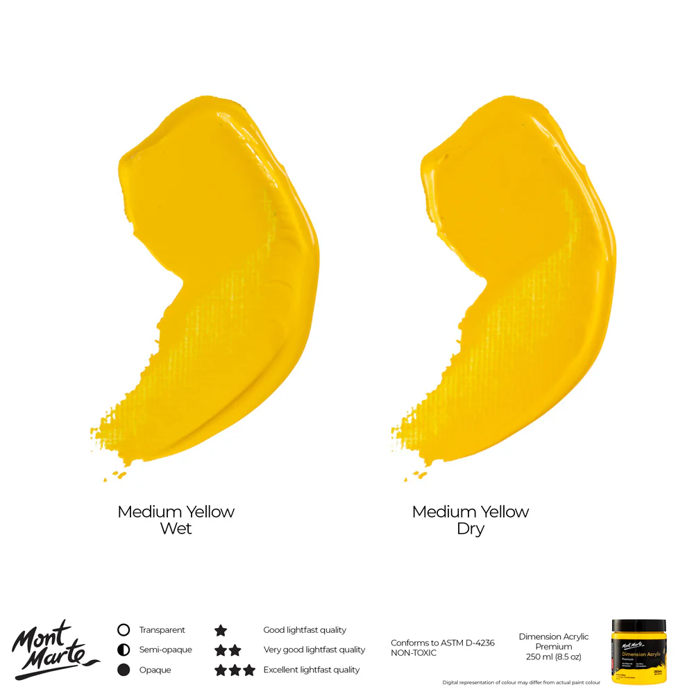 Dimension Acrylic Premium 250ml - Medium Yellow - Image 4