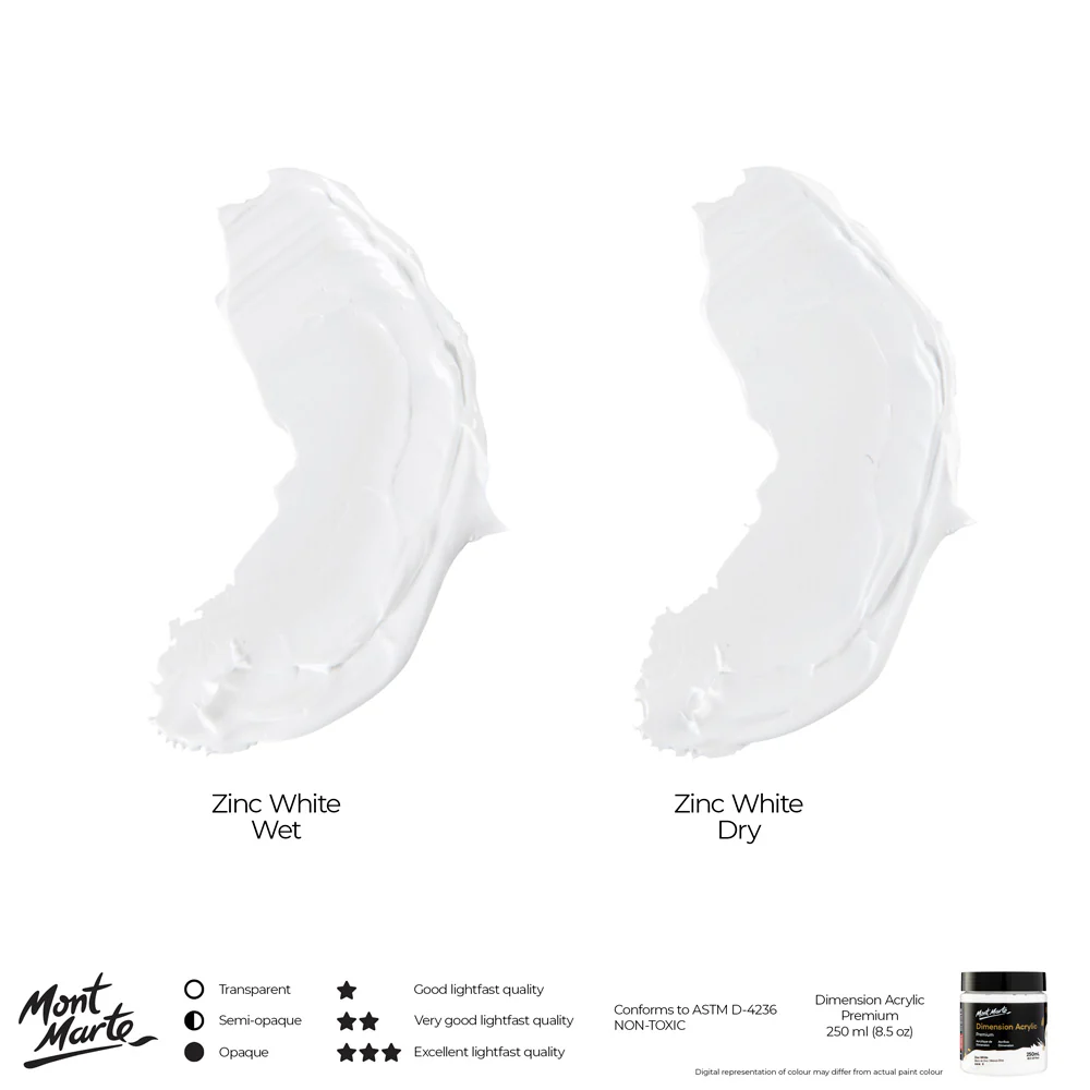 Dimension Acrylic Premium 250ml - Zinc White - Image 8