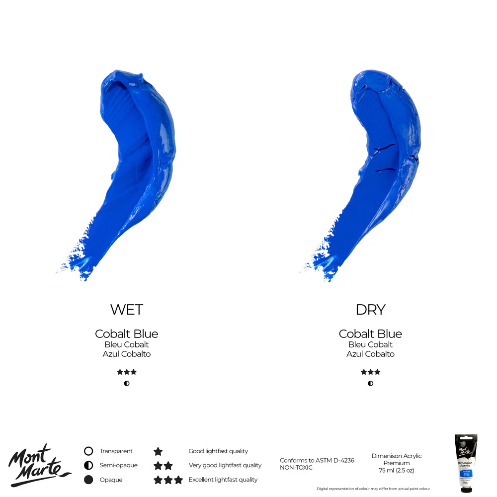 Dimension Acrylic Premium 75ml Tube - Cobalt Blue - Image 10