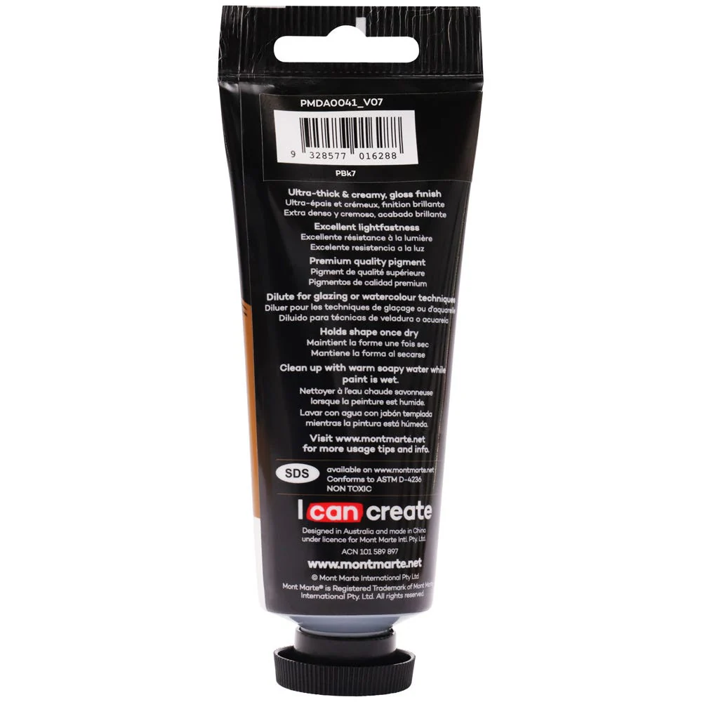 Dimension Acrylic Premium 75ml Tube - Lamp Black - Image 3