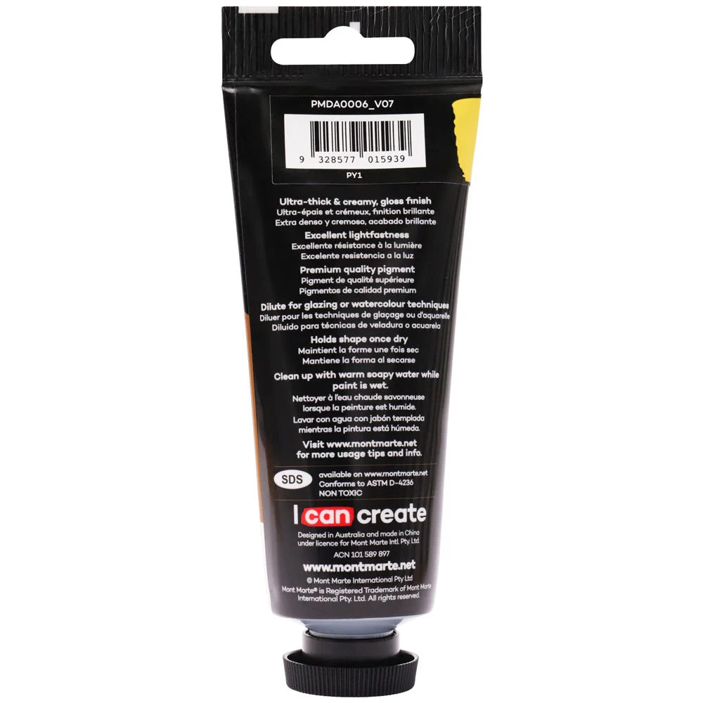 Dimension Acrylic Premium 75ml Tube - Medium Yellow - Image 3