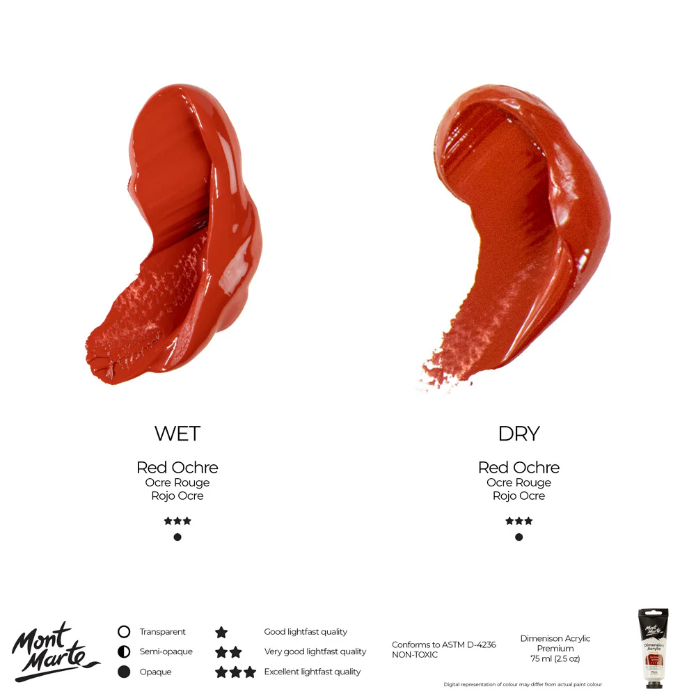 Dimension Acrylic Premium 75ml Tube - Red Ochre - Image 9