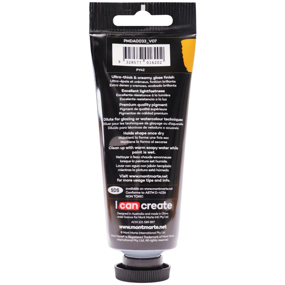 Dimension Acrylic Premium 75ml Tube - Yellow Ochre - Image 2