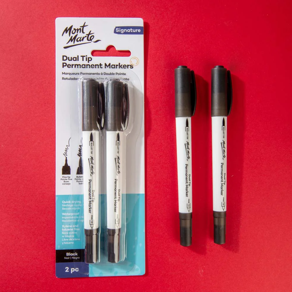 Dual Tip Permanent Markers Signature 2pc - Black - Image 2