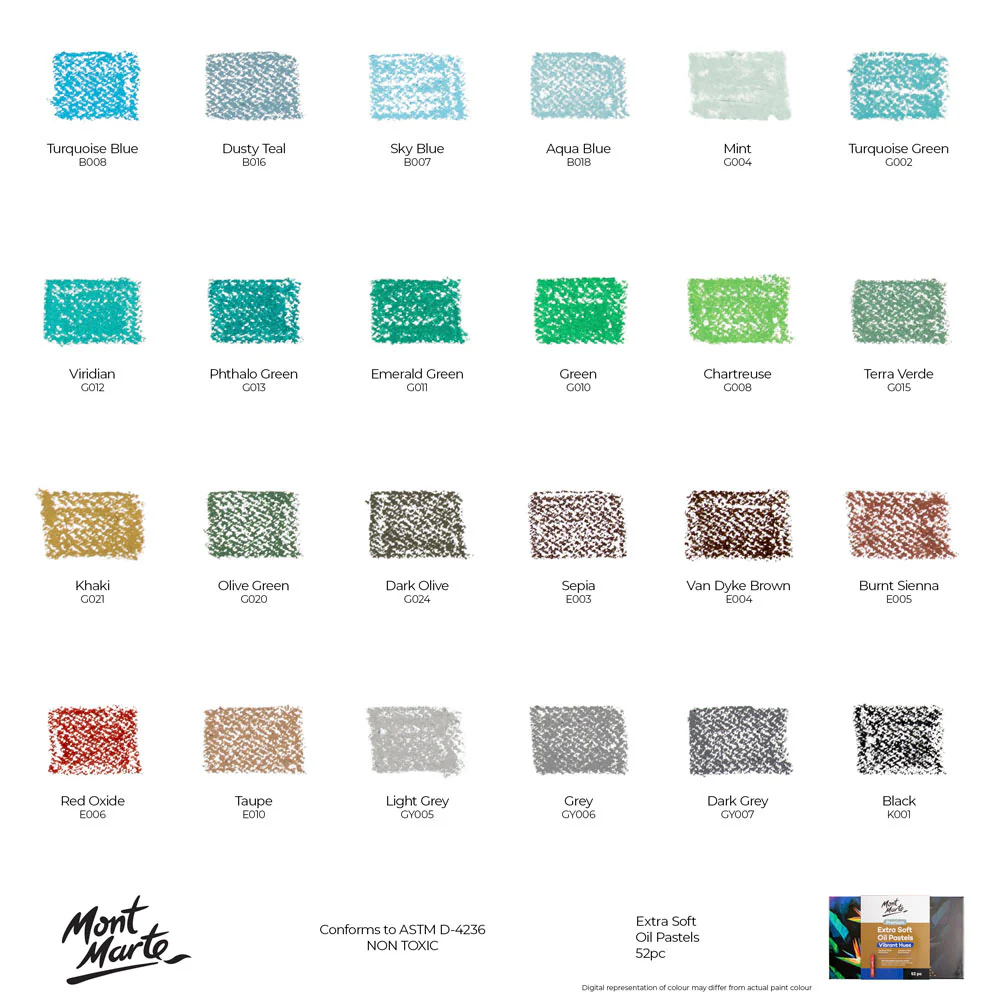 Extra Soft Oil Pastels Vibrant Hues Premium 52pc - Image 11
