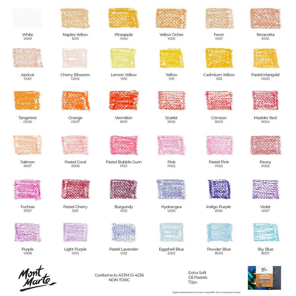 Extra Soft Oil Pastels Vibrant Hues Premium 72pc - Image 11