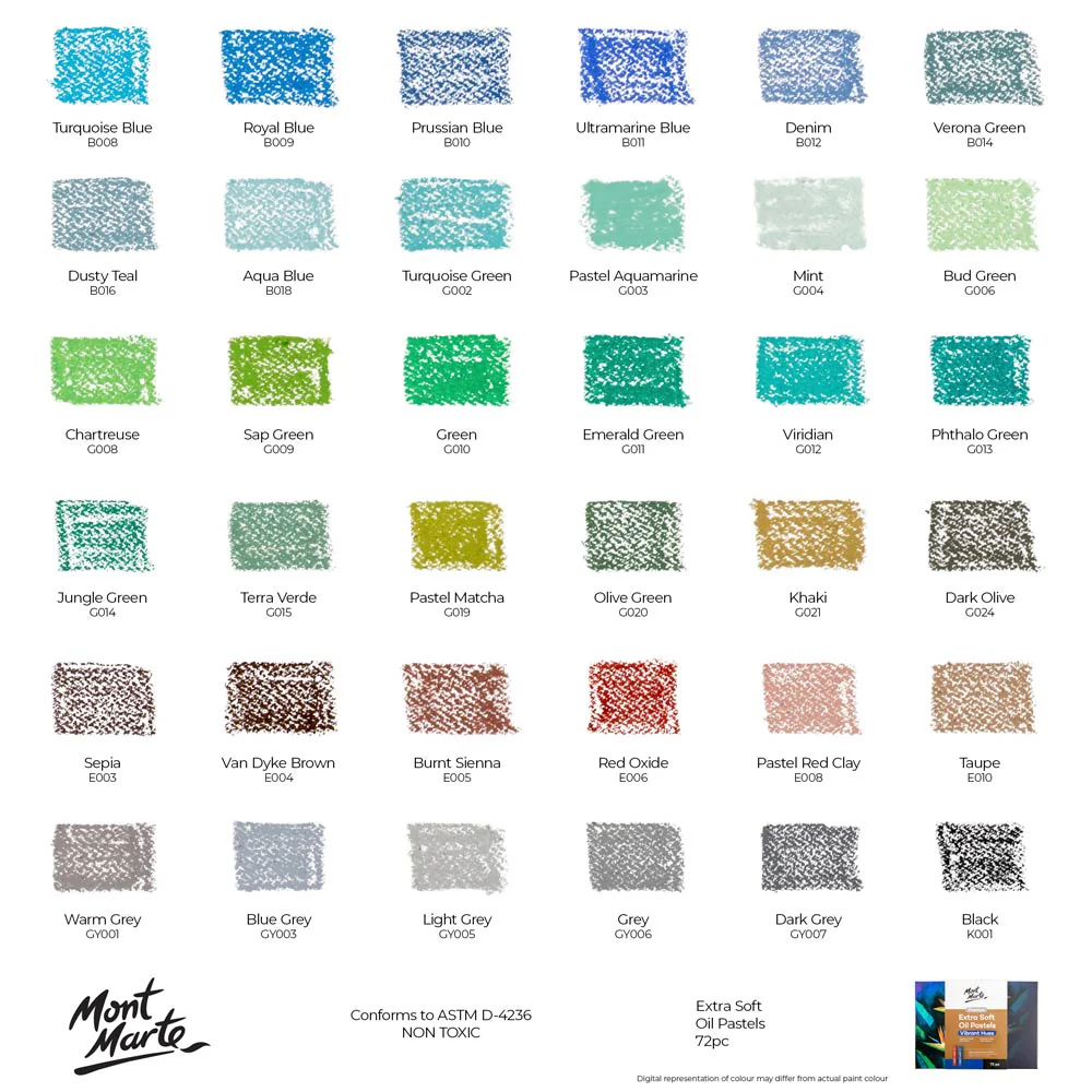 Extra Soft Oil Pastels Vibrant Hues Premium 72pc - Image 12