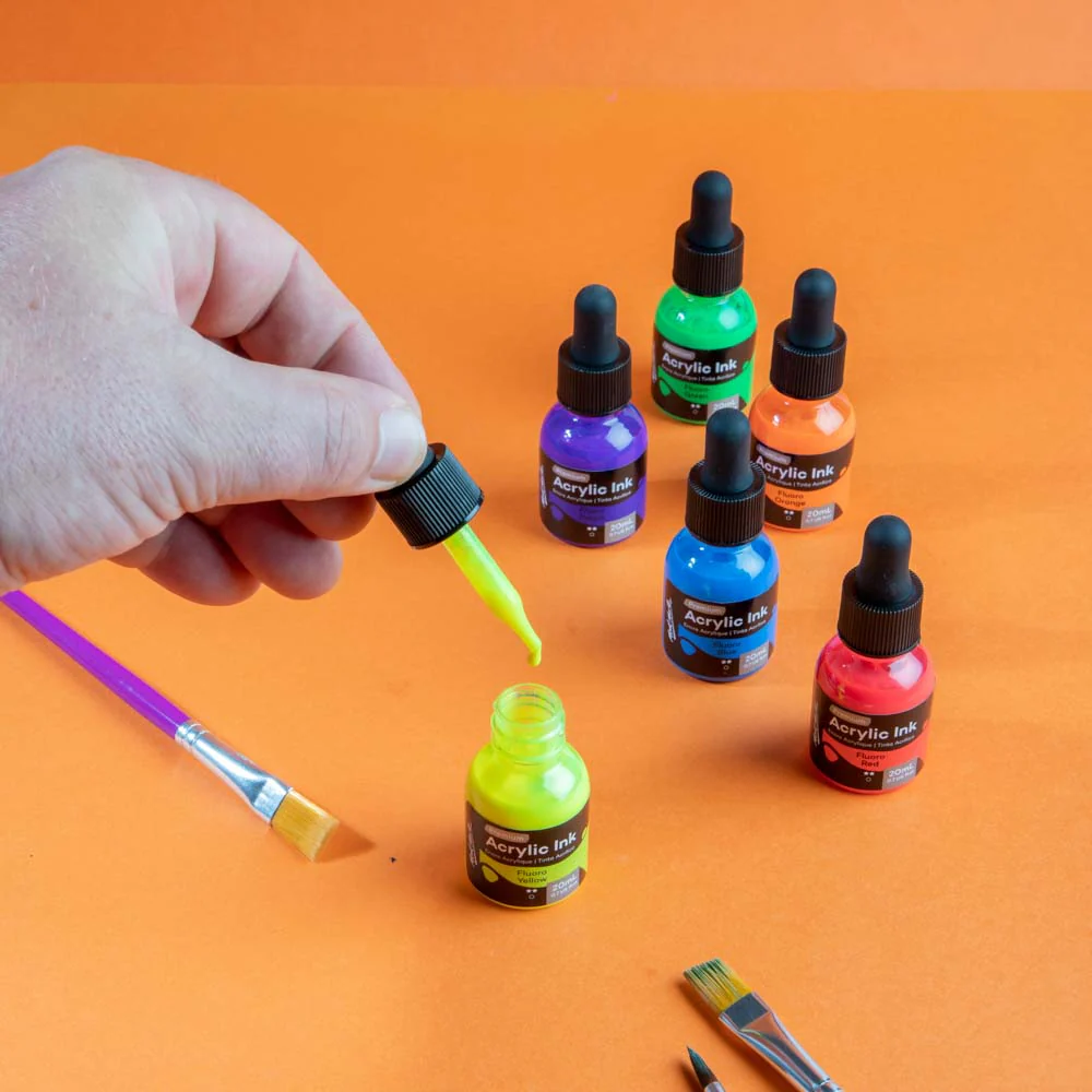 Fluoro Acrylic Ink Premium 6pc x 20ml - Image 7