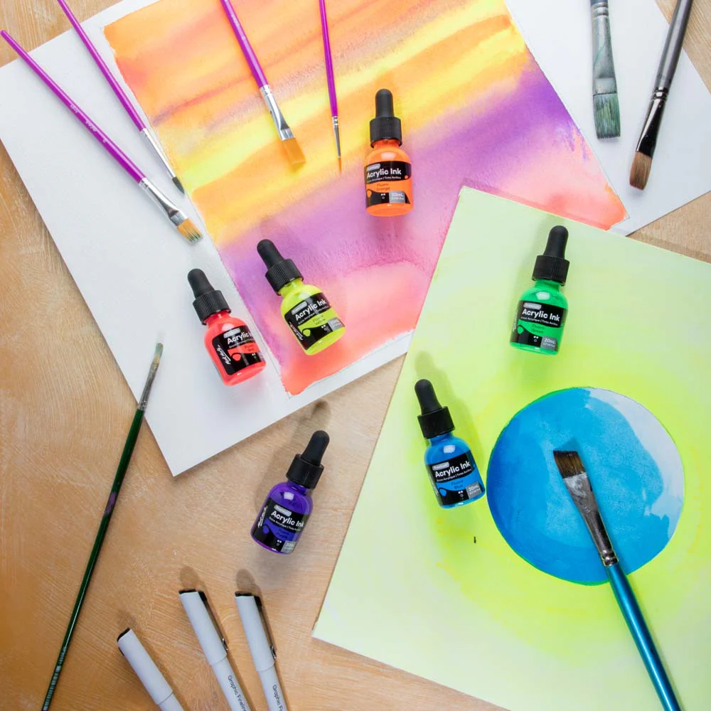 Fluoro Acrylic Ink Premium 6pc x 20ml - Image 8