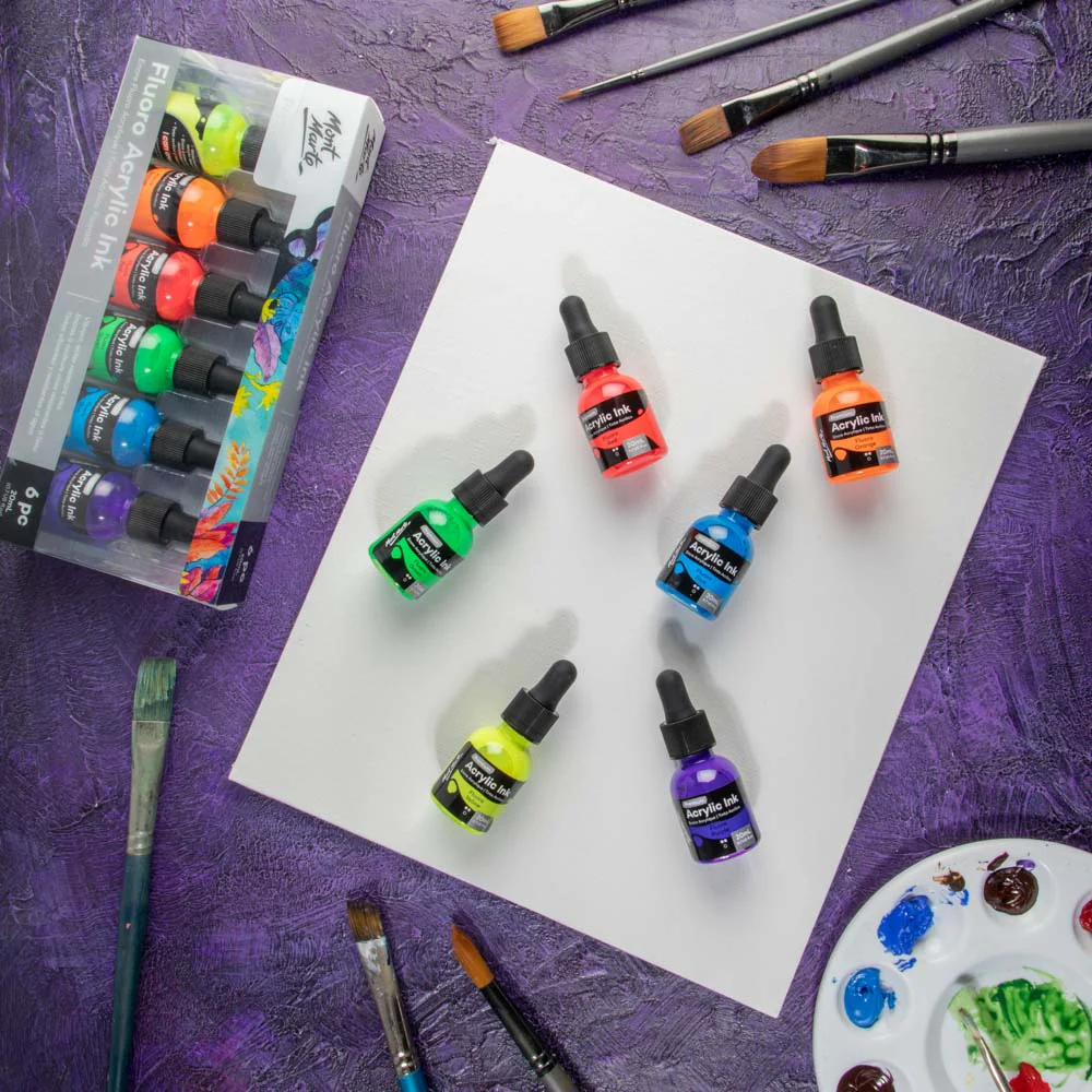 Fluoro Acrylic Ink Premium 6pc x 20ml - Image 9