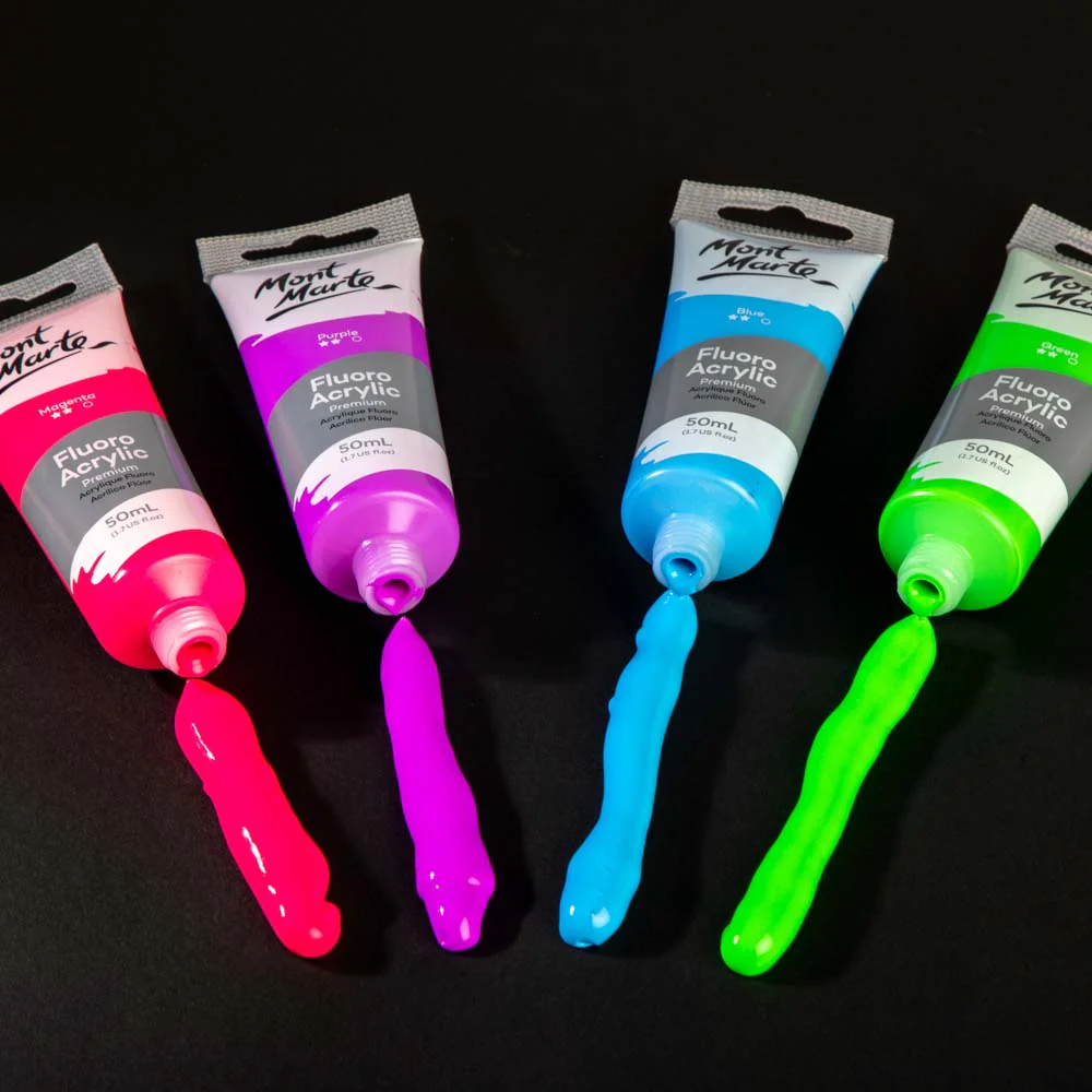Fluoro Acrylic Paint Premium 50ml Tube - Blue - Image 5