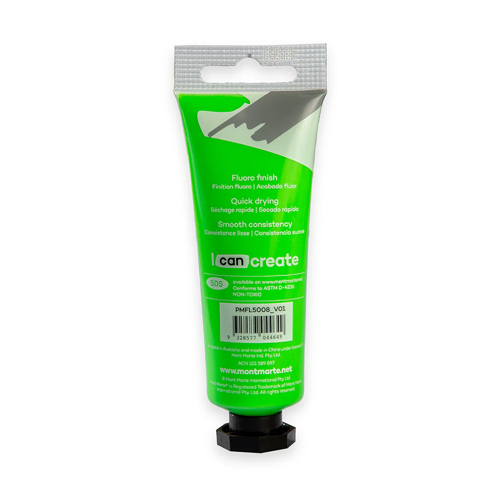 Fluoro Acrylic Paint Premium 50ml Tube - Green - Image 3