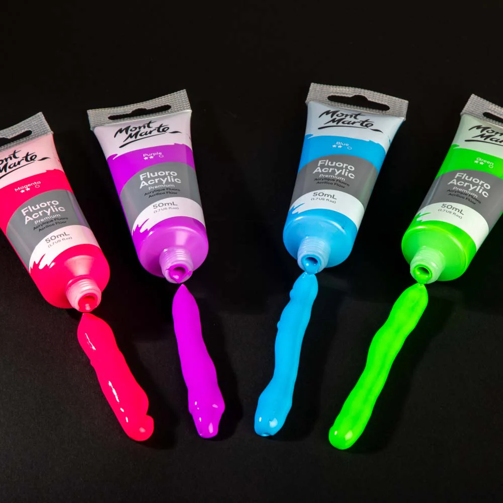 Fluoro Acrylic Paint Premium 50ml Tube - Green - Image 4