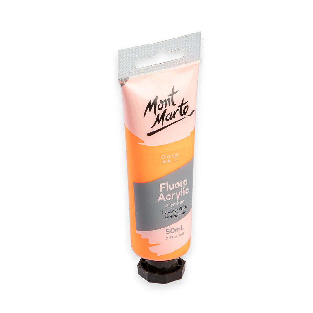 Fluoro Acrylic Paint Premium 50ml Tube - Orange - Image 2