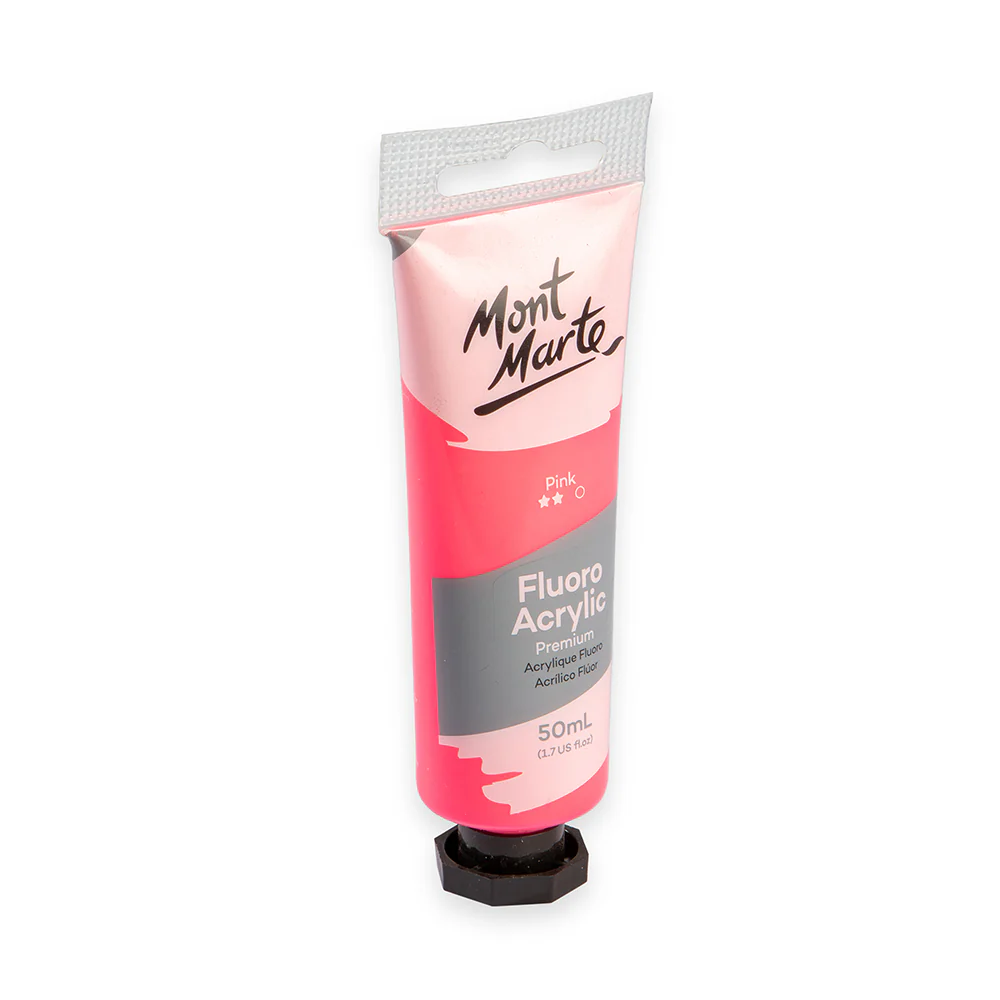 Fluoro Acrylic Paint Premium 50ml Tube - Pink - Image 2