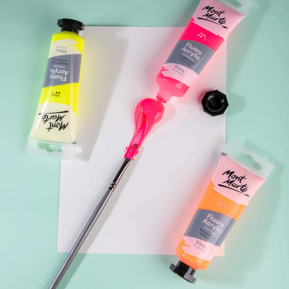 Fluoro Acrylic Paint Premium 50ml Tube - Pink - Image 4