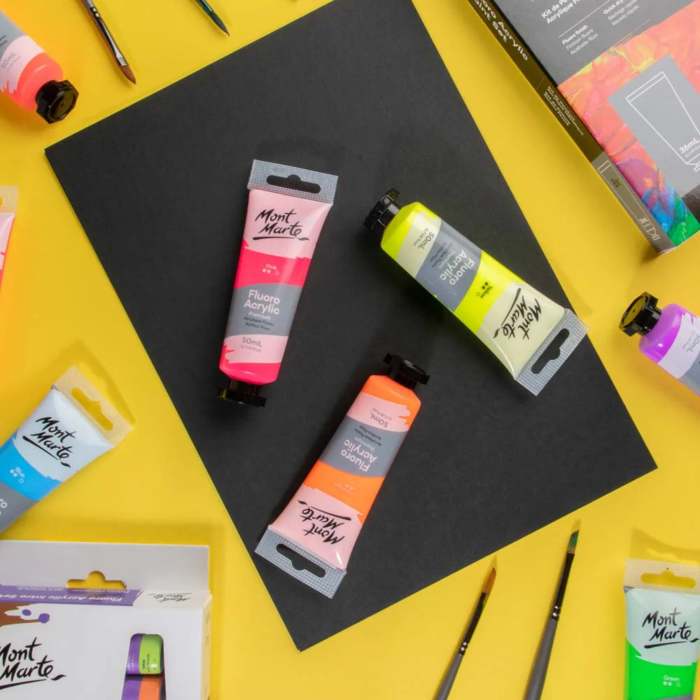 Fluoro Acrylic Paint Premium 50ml Tube - Pink - Image 9