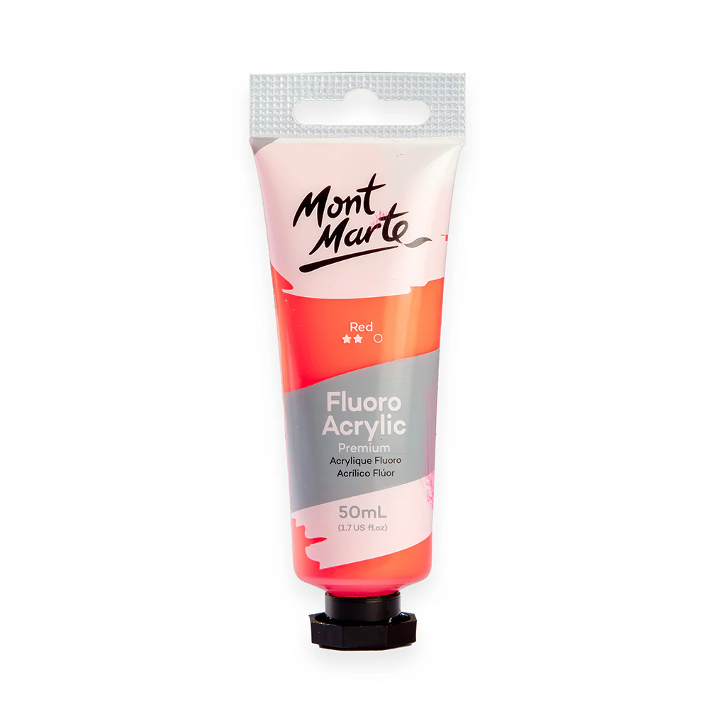 Fluoro Acrylic Paint Premium 50ml Tube - Red
