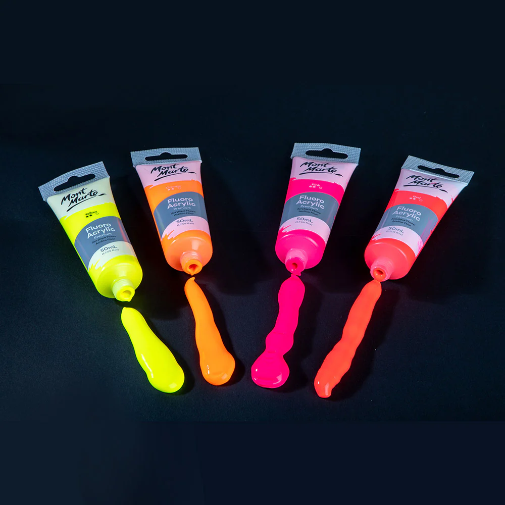 Fluoro Acrylic Paint Premium 50ml Tube - Yellow - Image 5