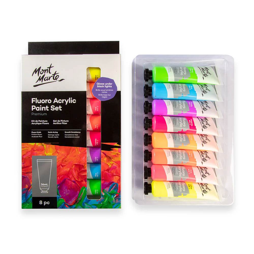 Fluoro Acrylic Paint Set Premium 8pc x 36ml - Image 3
