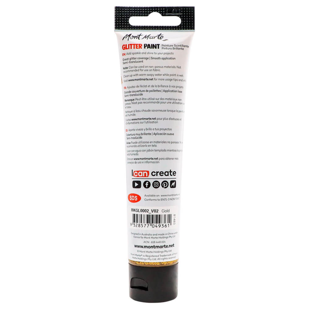 Glitter Paint 75ml - Gold - Image 3