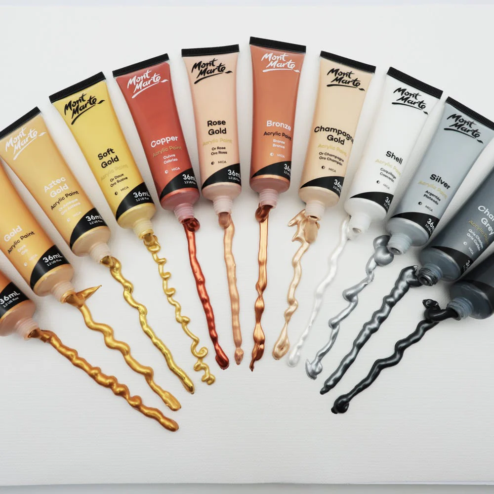 Gold and Silver Acrylic Paint Set Signature 12pc x 36ml - Image 3