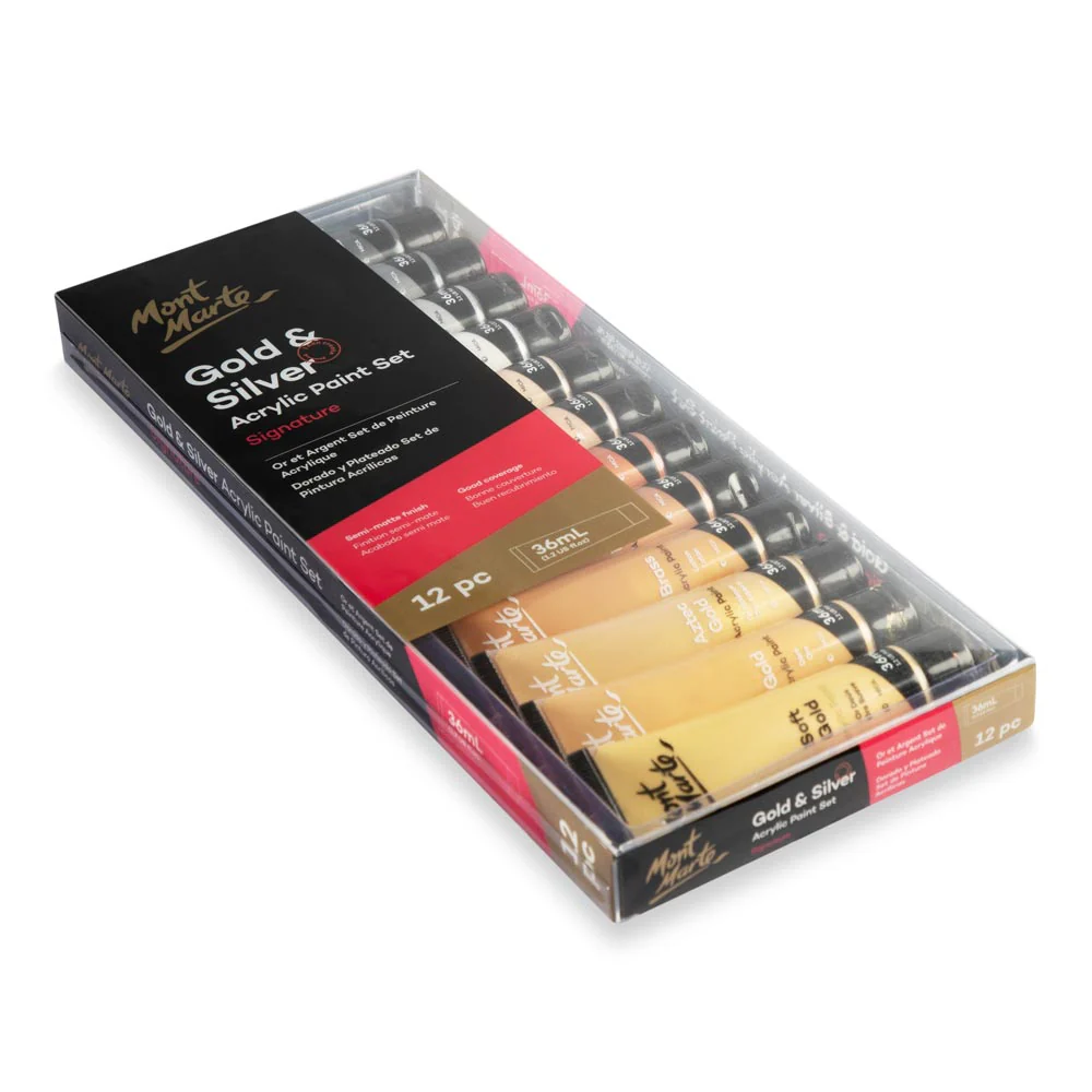 Gold and Silver Acrylic Paint Set Signature 12pc x 36ml - Image 4