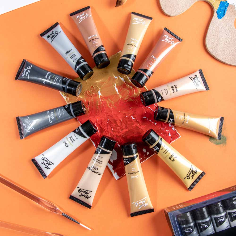Gold and Silver Acrylic Paint Set Signature 12pc x 36ml - Image 8
