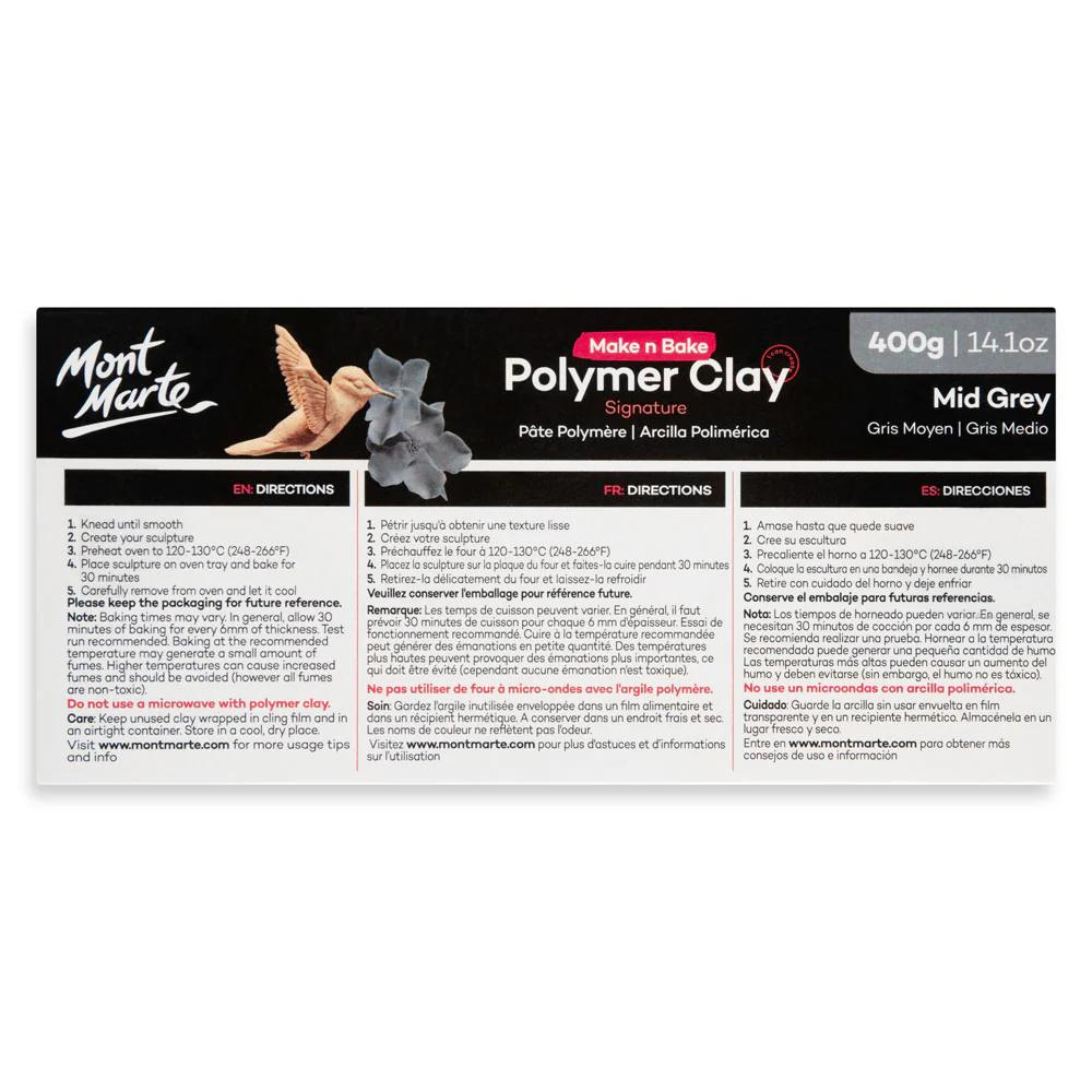 Make n Bake Polymer Clay Signature 400g - Mid Grey - Image 4