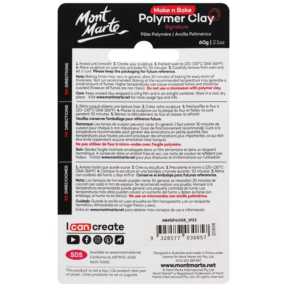 Make n Bake Polymer Clay Signature 60g - Light Grey - Image 2