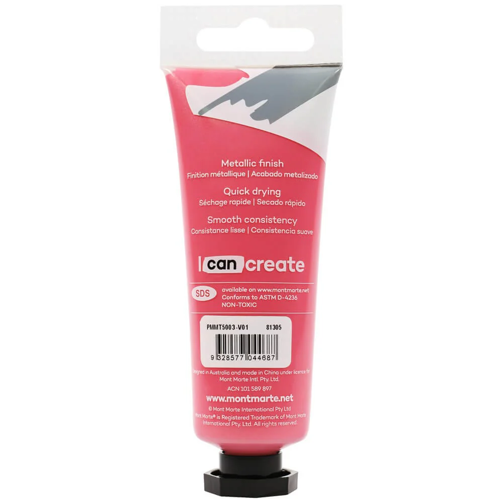 Metallic Acrylic Paint Premium 50ml Tube - Magenta - Image 2