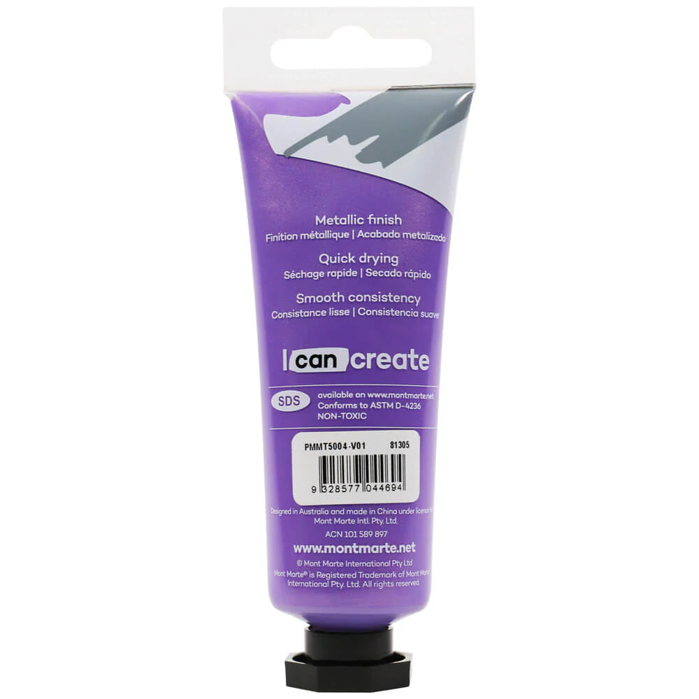 Metallic Acrylic Paint Premium 50ml Tube - Purple - Image 2