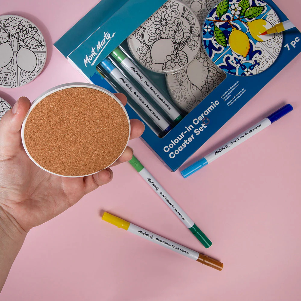 Colour-in Ceramic Coaster Set 7pc – Summer Coast - Image 8