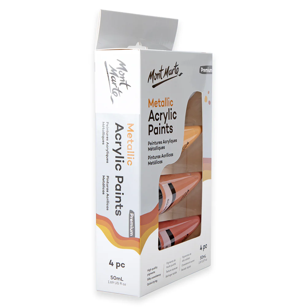 Metallic Acrylic Paint Set 4pc x 50ml - Image 3