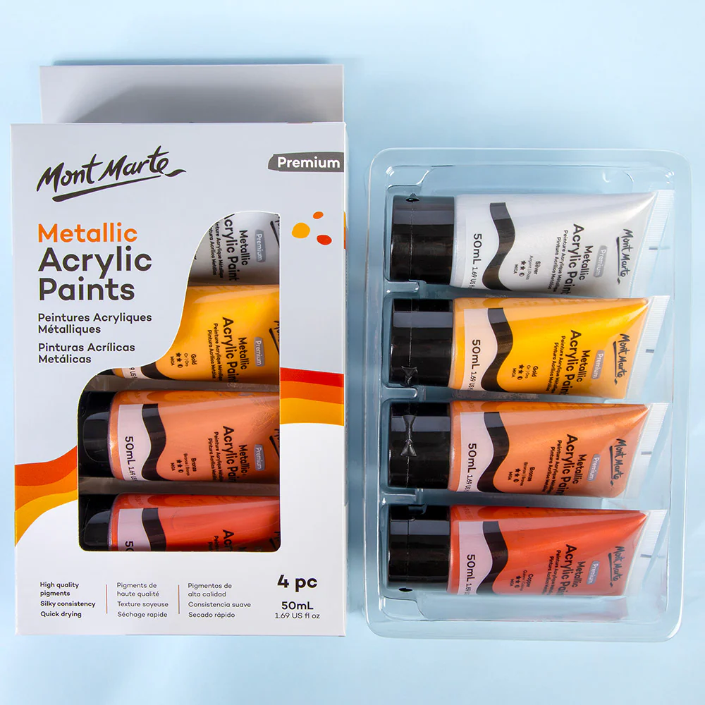 Metallic Acrylic Paint Set 4pc x 50ml - Image 8