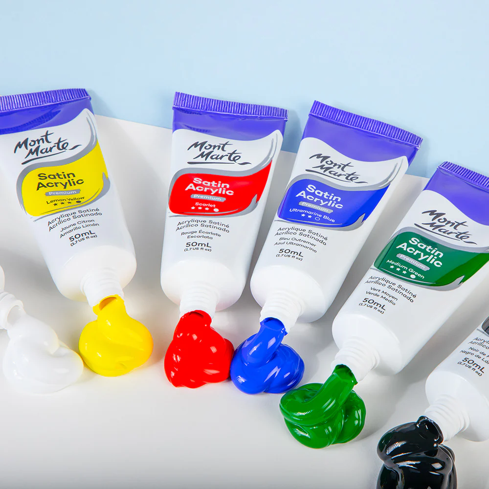 Satin Acrylic Primary Paint Set 6pc x 50ml - Image 6