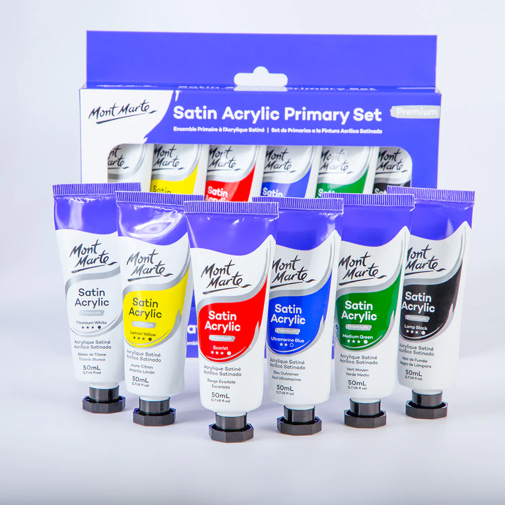 Satin Acrylic Primary Paint Set 6pc x 50ml - Image 9