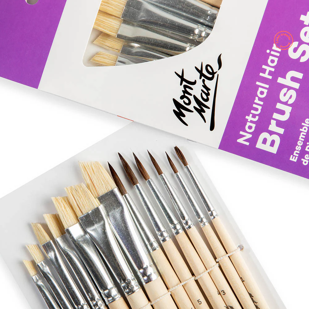 Natural Hair Art Brush Set Round and Angle Discovery 13pc - Image 2