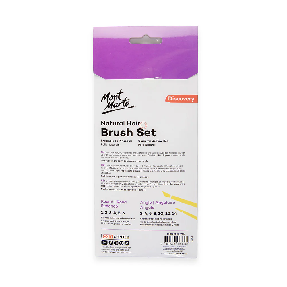 Natural Hair Art Brush Set Round and Angle Discovery 13pc - Image 4