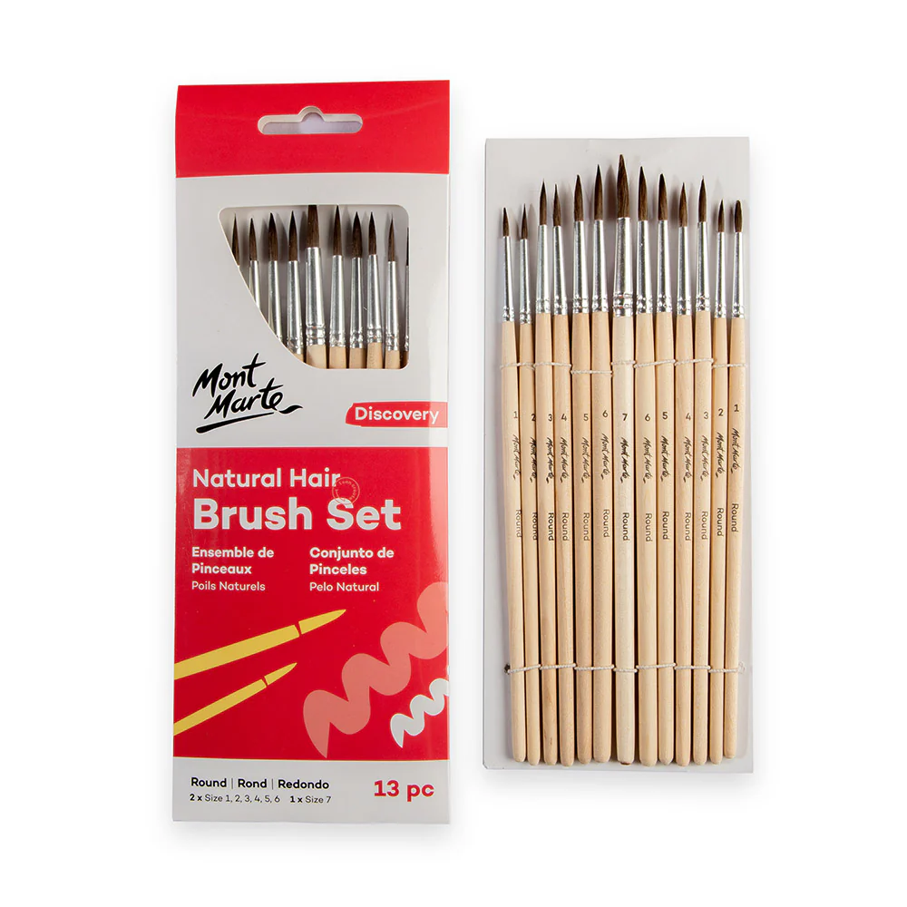 Natural Hair Art Brush Set Round Discovery 13pc - Image 3