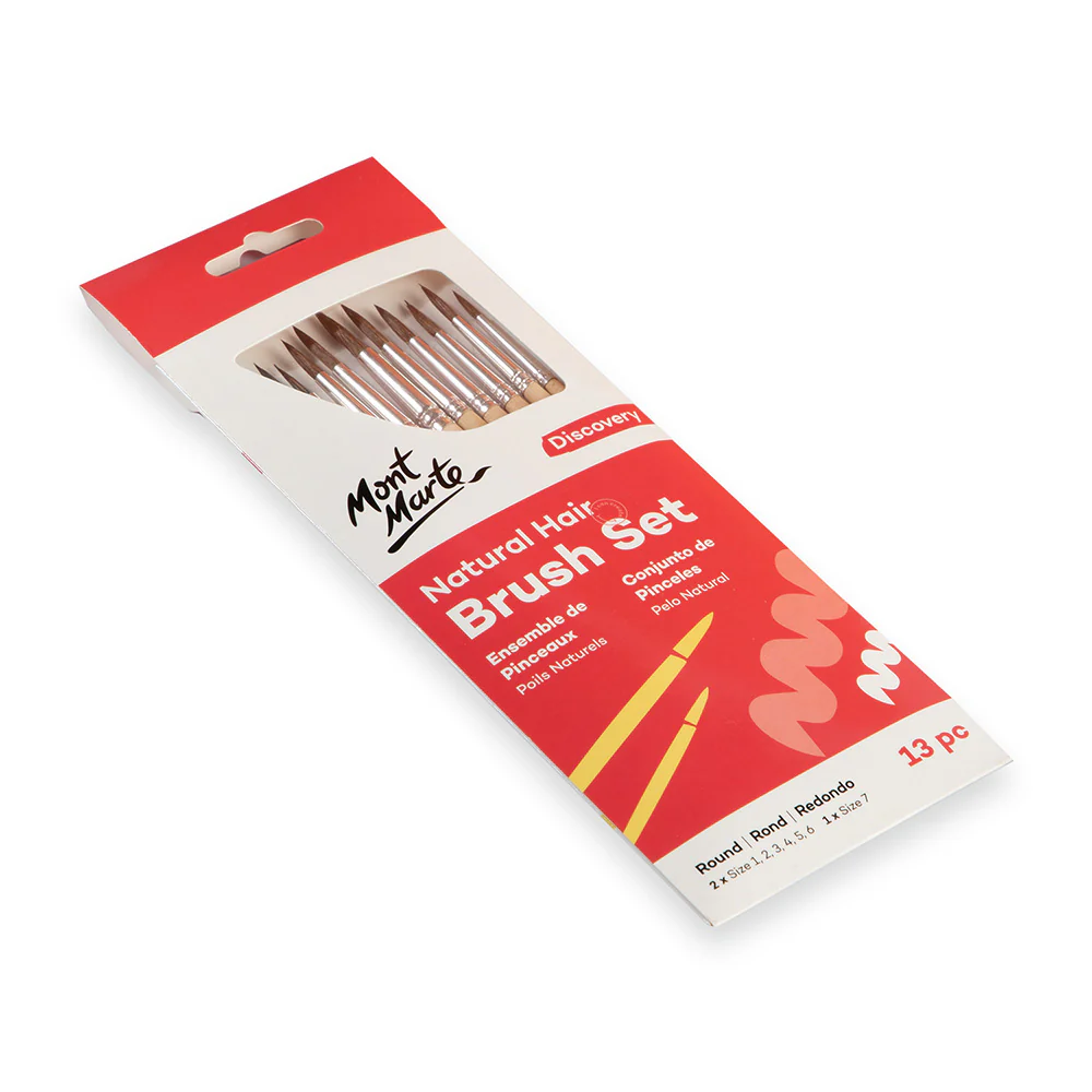 Natural Hair Art Brush Set Round Discovery 13pc - Image 4