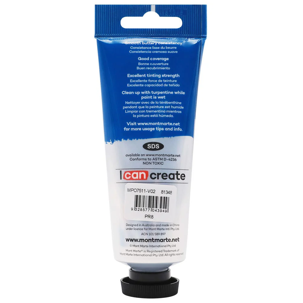 Oil Paint Premium 75ml Tube - Permanent Red - Image 2