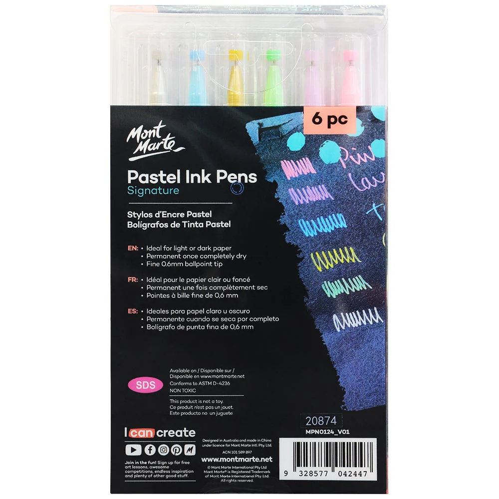 Pastel Ink Pens Fine Tip Signature 6pc - Image 2