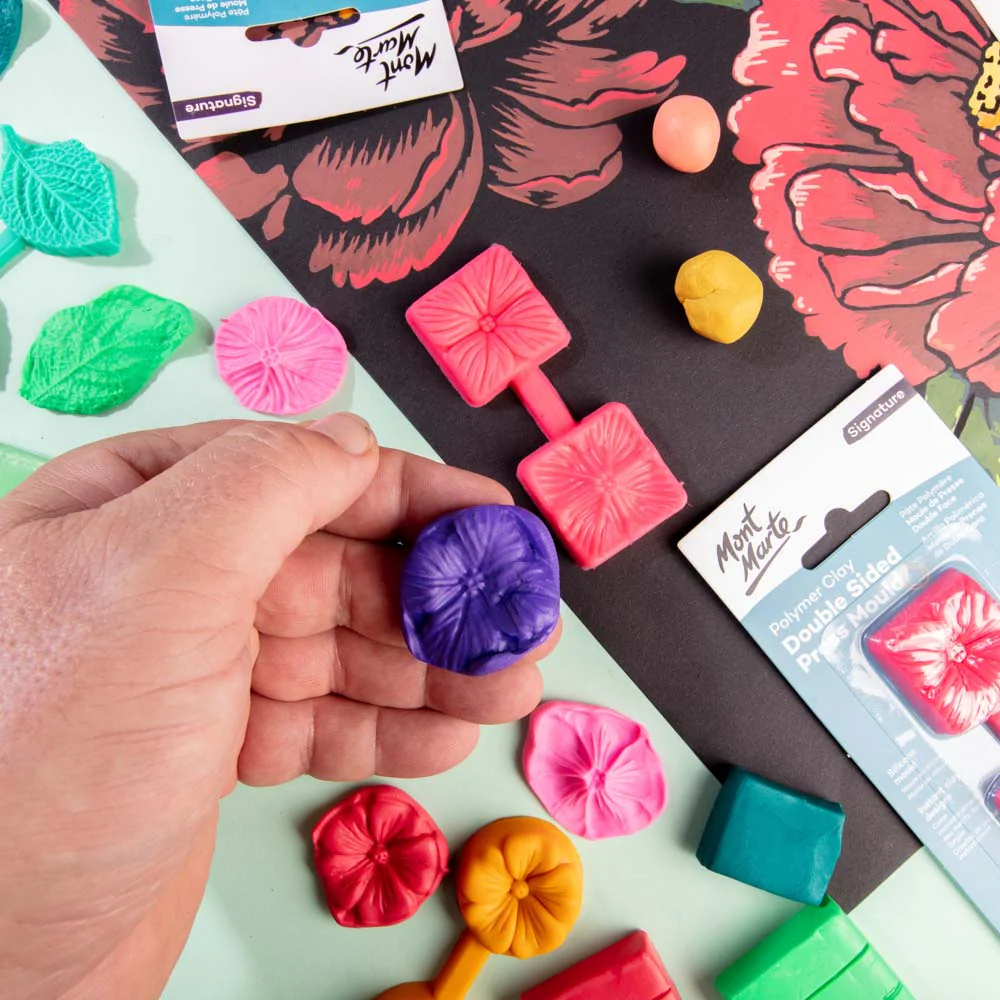 Polymer Clay Double Sided Press Mould Signature - Floral - Image 5