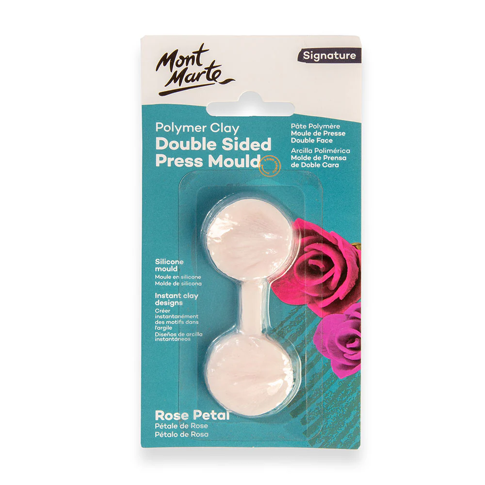 Polymer Clay Double Sided Press Mould Signature - Rose Petal