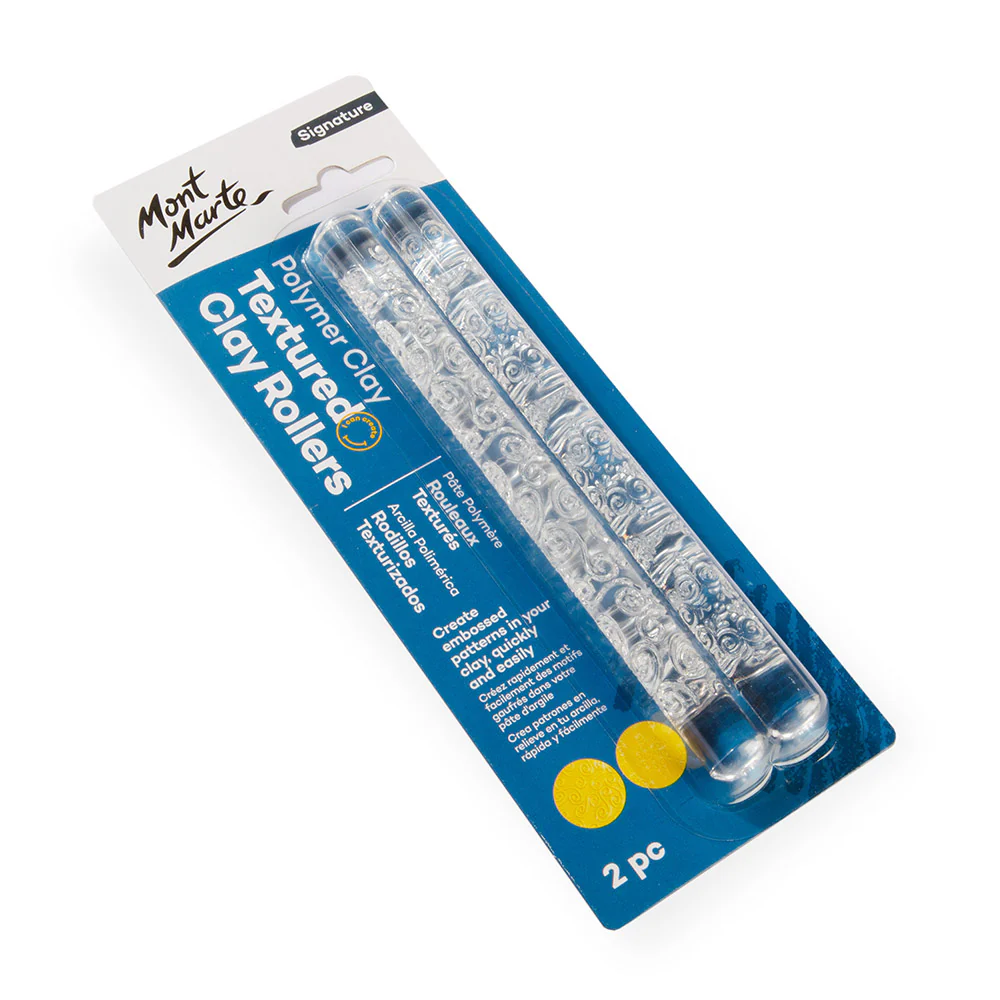 Polymer Clay Textured Acrylic Clay Rollers Signature 2pc - Image 3